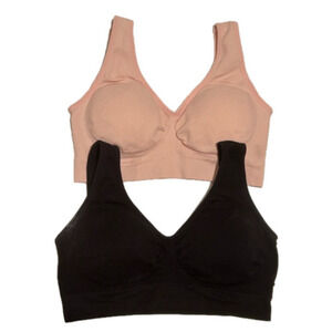 2 Carisma Stretch Bras (Black and Cream Peach) Large